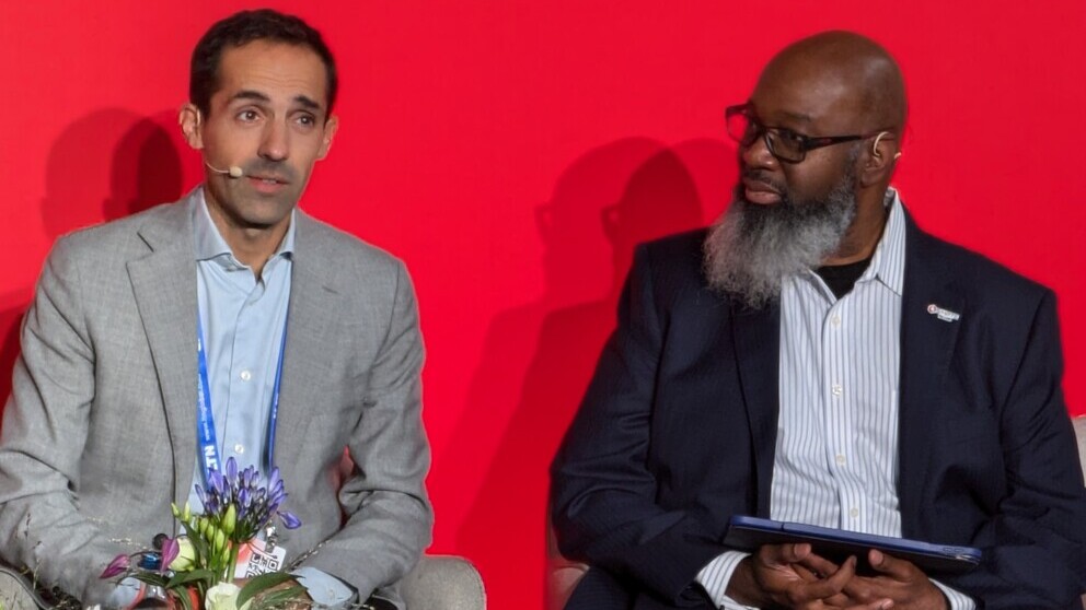 (L-R): Francois Lavoir and moderator Renard Jenkins, President, SMPTE